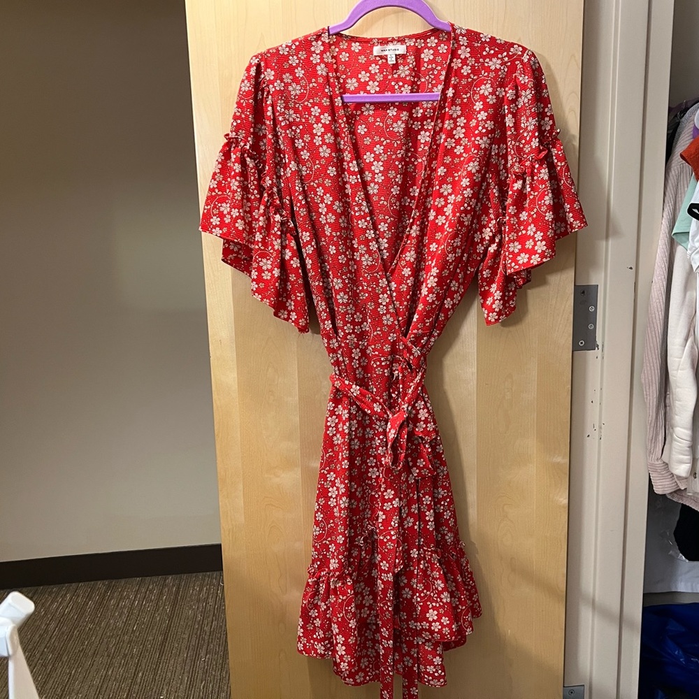 Max Studio Red Wrap Dress
